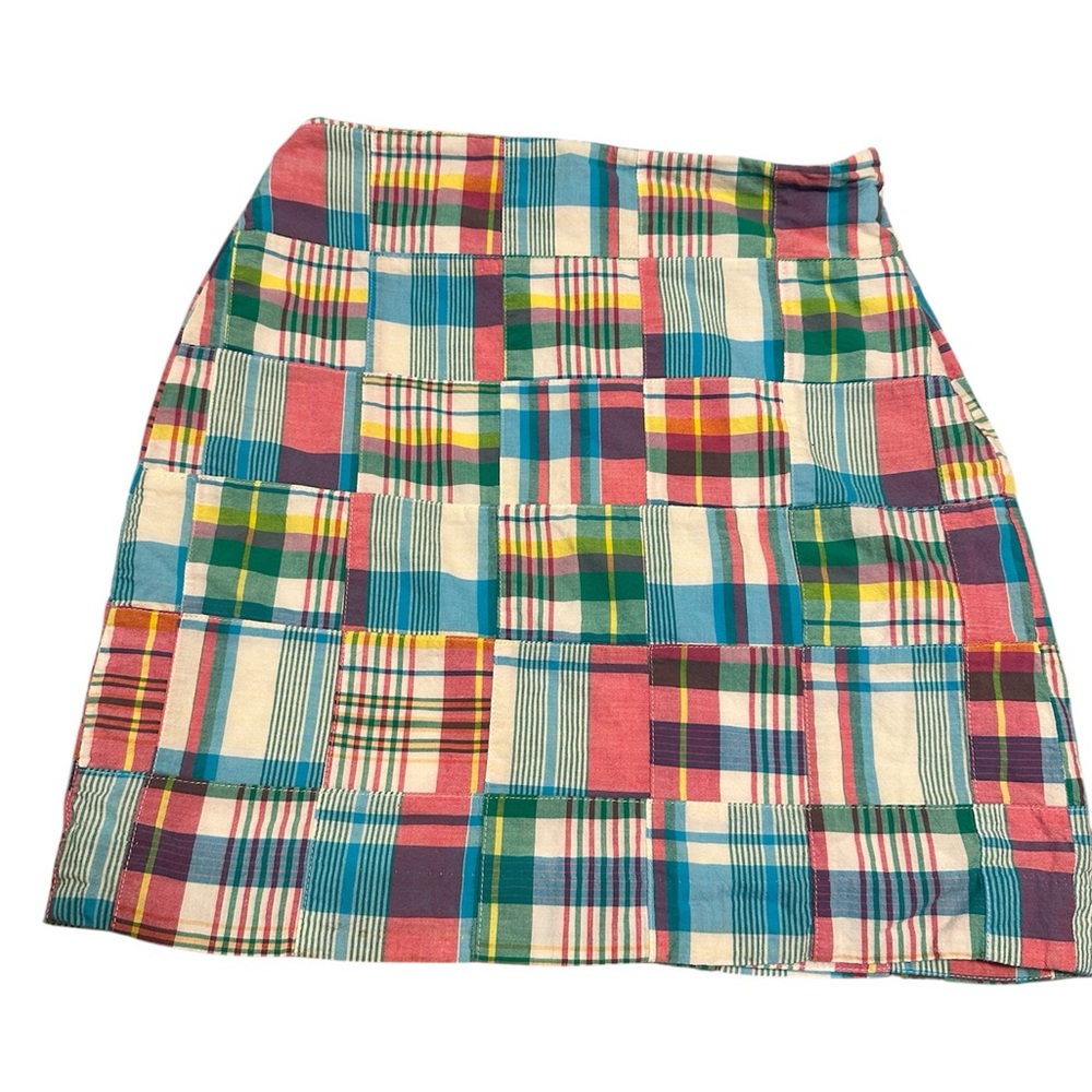 Talbots Pencil Skirt Multicolor Patchwork Madras Plaid Sz 2